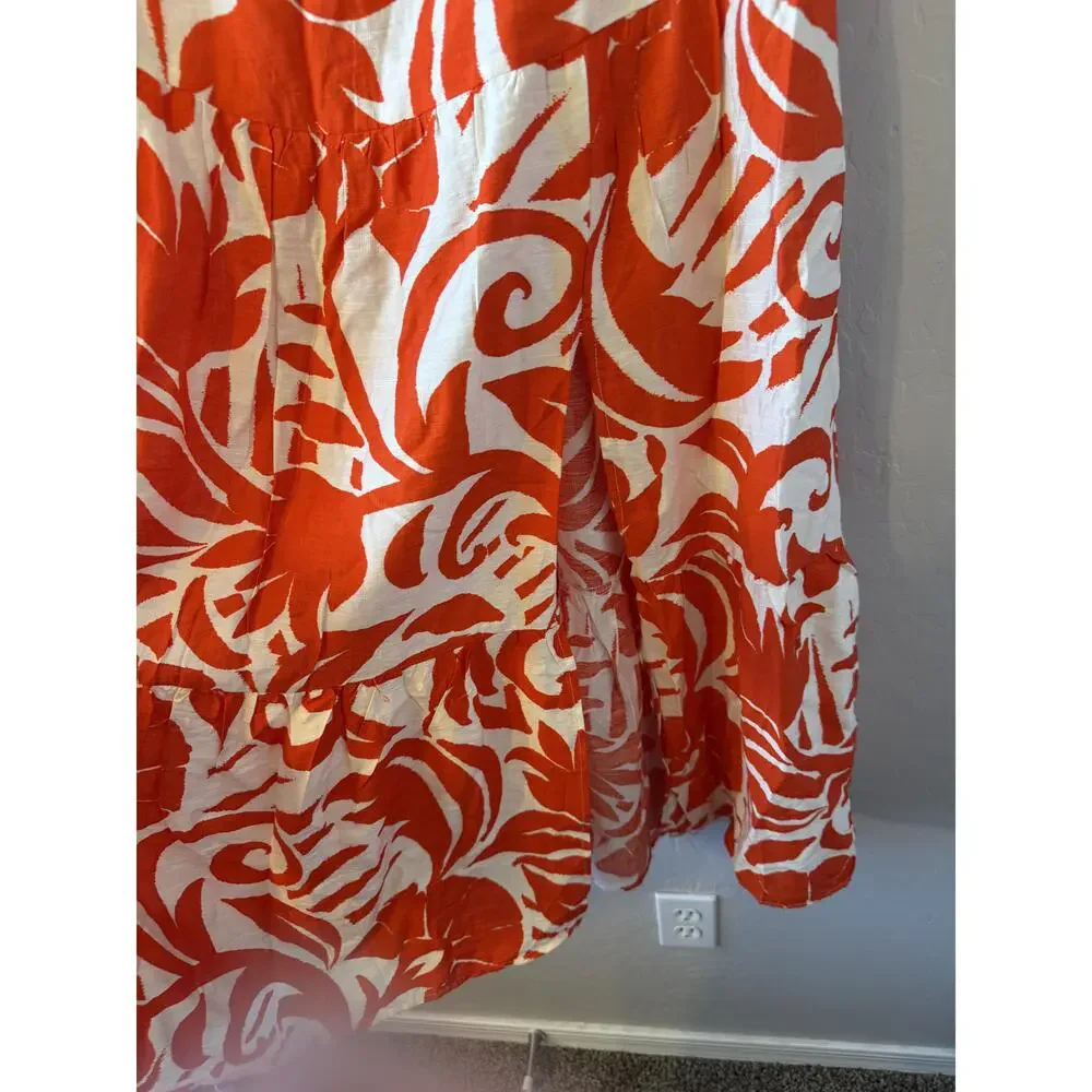 NWT Peach Skirt Womens Large Orange White Maxi‎ Floral Print Boho Summer - Picture 5 of 7